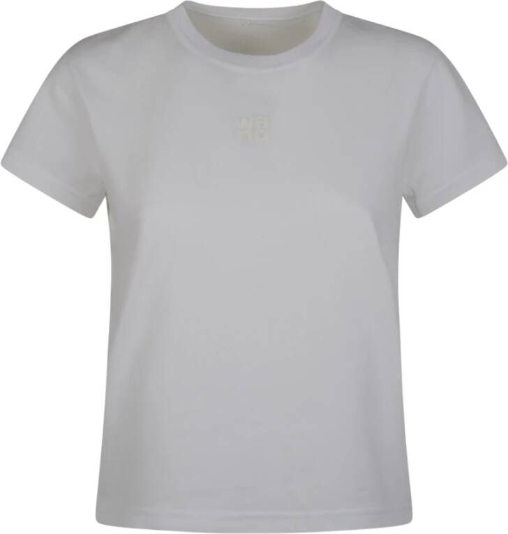 Alexander wang Witte Katoenen Logo Print T-Shirt White Dames