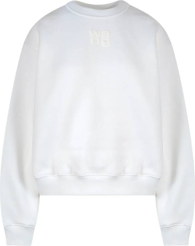 Alexander wang Witte Katoenen Sweatshirt met Geribbelde Profielen White Dames