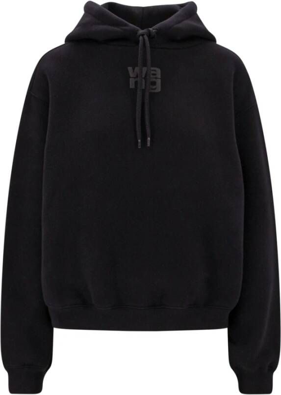 Alexander wang Zwarte Katoenen Sweatshirt met Verstelbare Capuchon Zwart Dames