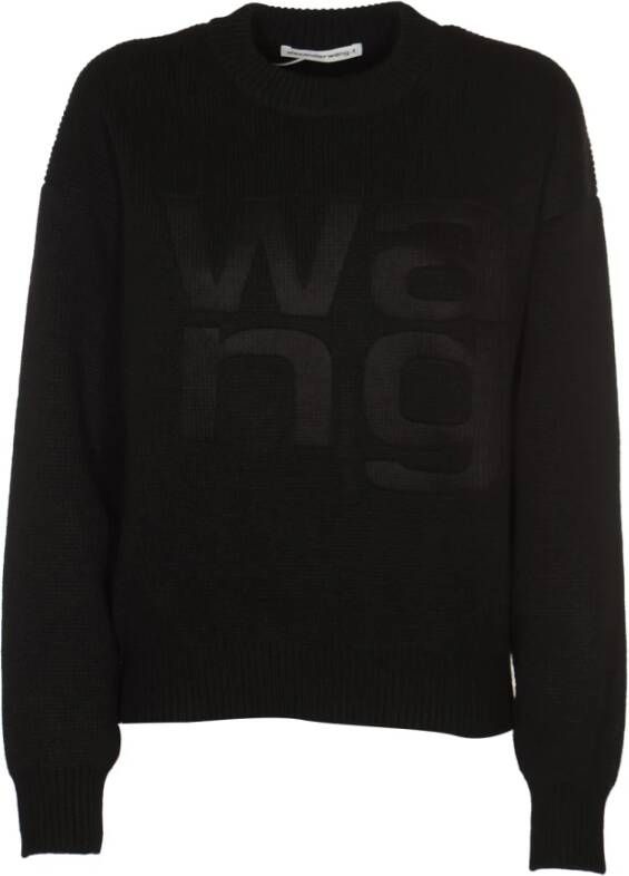 Alexander wang Zwarte Sweaters met Debossed Stacked Logo Black Dames