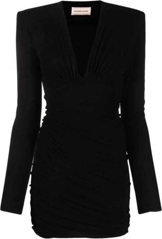 Alexandre Vauthier Zwarte jurk met V-hals en lange mouwen Black Dames