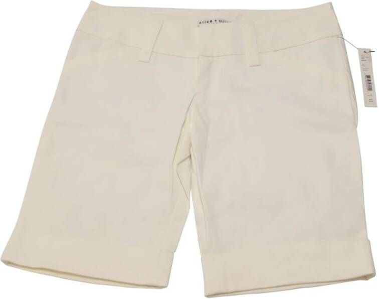 Alice + olivia Witte Katoenen Cuffed Bermuda Shorts White Dames
