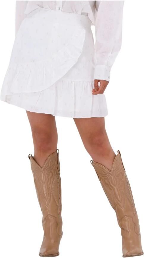 ALIX THE LABEL Dames Rokken Woven Bull Linen Lyocell Skirt Gebroken Wit - Foto 3