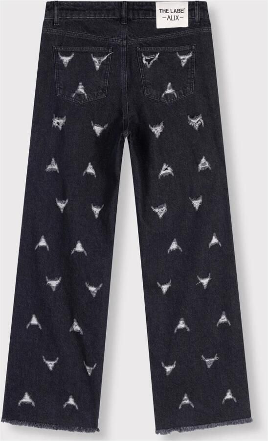 ALIX THE LABEL Dames Jeans Ladies Woven Destroyed Denim Pants Grijs - Foto 6