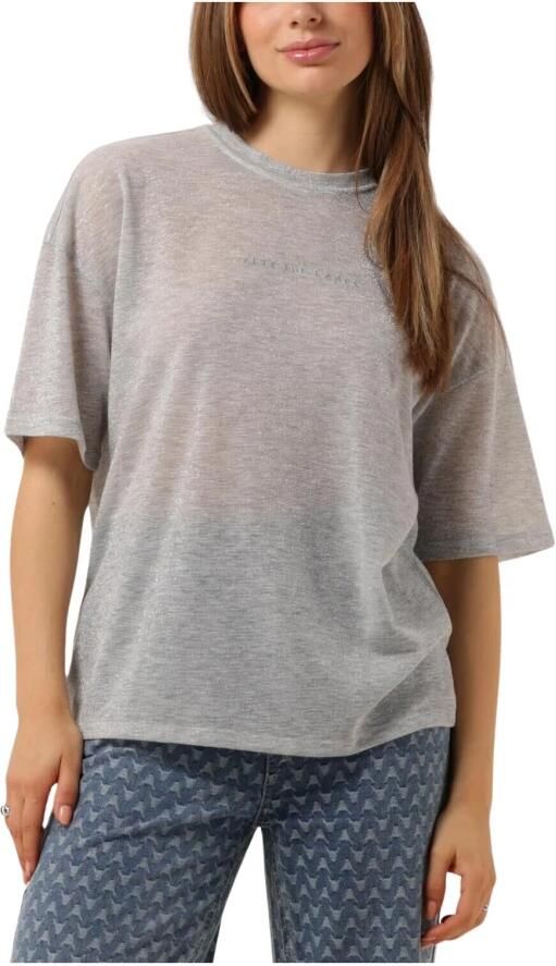 ALIX THE LABEL Dames Tops & T-shirts Ladies Knitted Sheer T-shirt Zilver - Foto 3