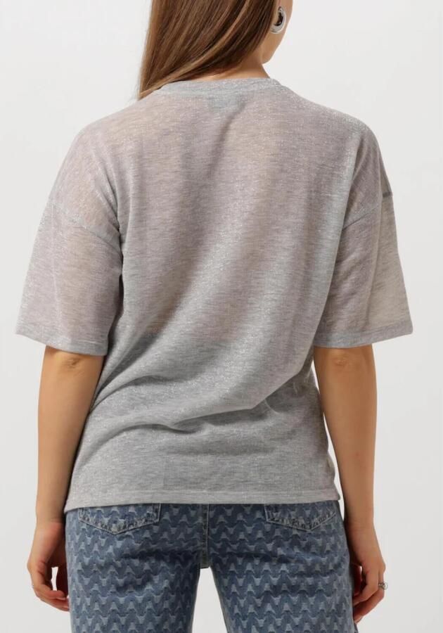 ALIX THE LABEL Dames Tops & T-shirts Ladies Knitted Sheer T-shirt Zilver - Foto 2