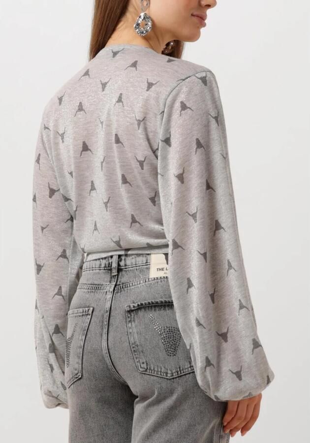 ALIX THE LABEL Dames Tops & T-shirts Ladies Knitted Sheer Bull Wrap Top Zilver - Foto 2