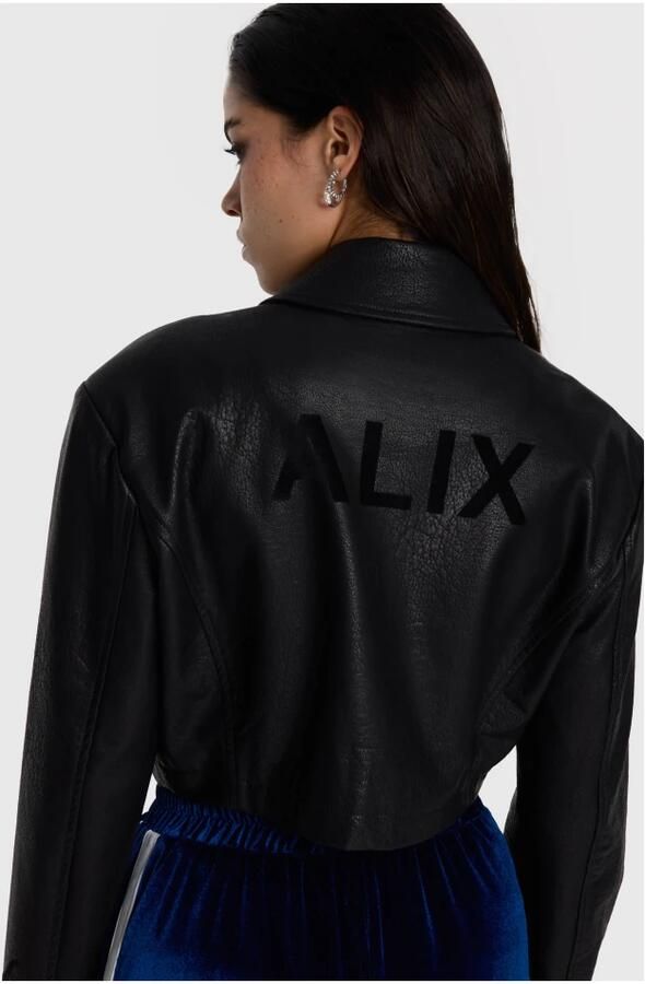 Alix The Label Faux Leather Blouse met Lange Mouwen Black Dames - Foto 3