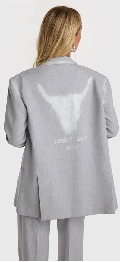 ALIX THE LABEL Dames Blazers Ladies Woven Foil Stripe Blazer Lichtgrijs - Foto 2