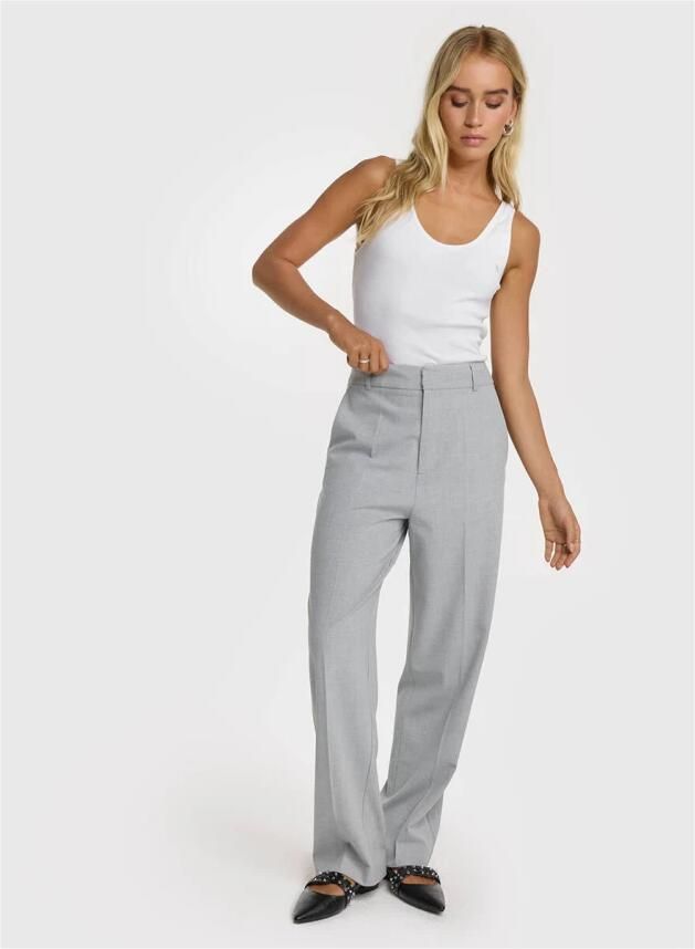 ALIX THE LABEL Dames Broeken Ladies Woven Foil Stripe Pants Lichtgrijs - Foto 8