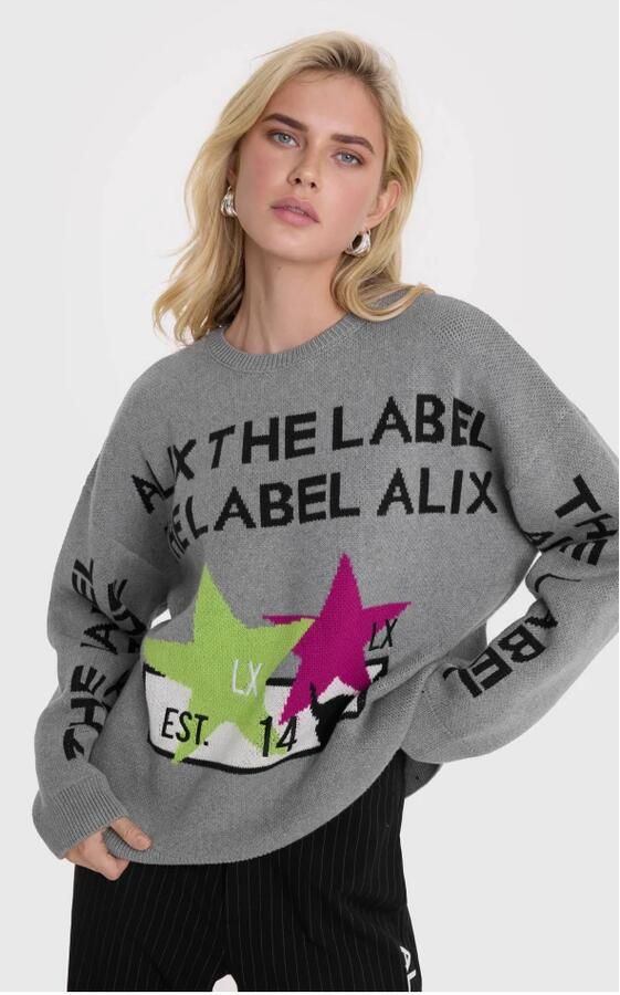 Alix The Label Grijze Dames Gebreide Trui Stijlvol Comfort Gray Dames - Foto 6