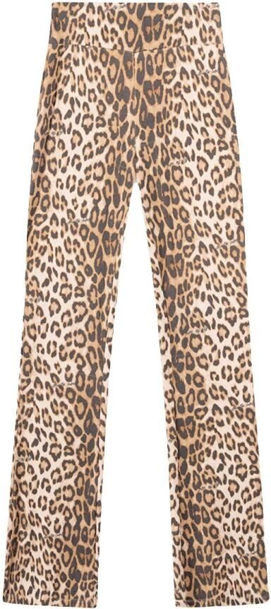 Alix the Label high waist flared broek met panterprint bruin