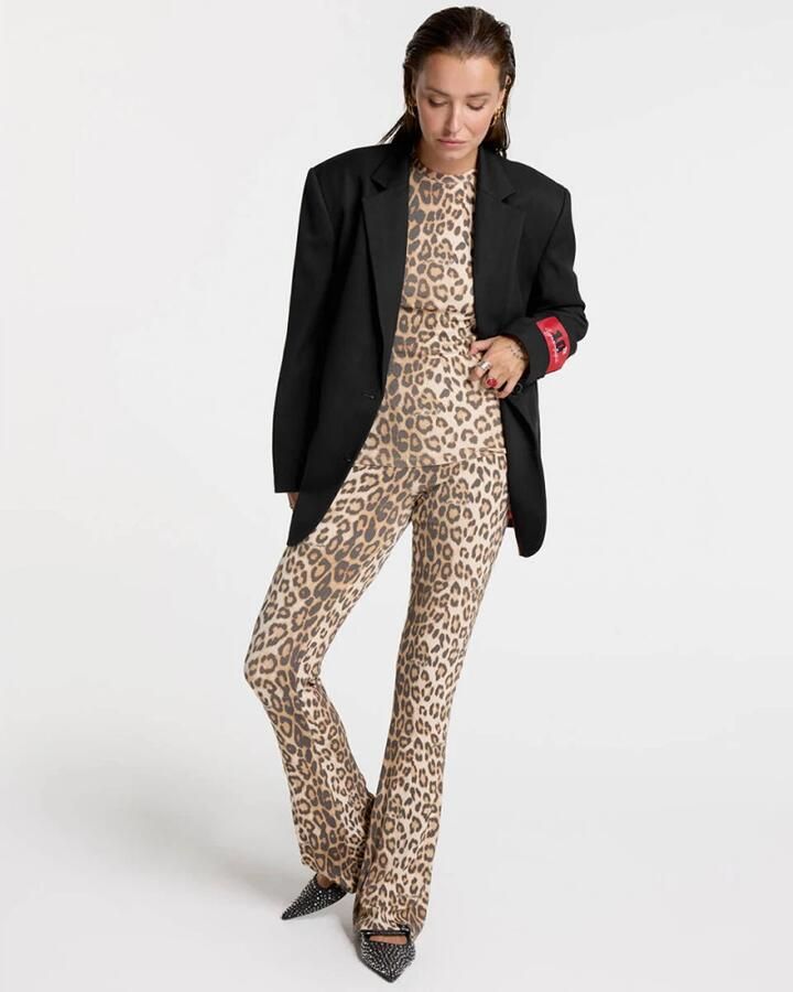Alix the Label high waist flared broek met panterprint bruin - Foto 4