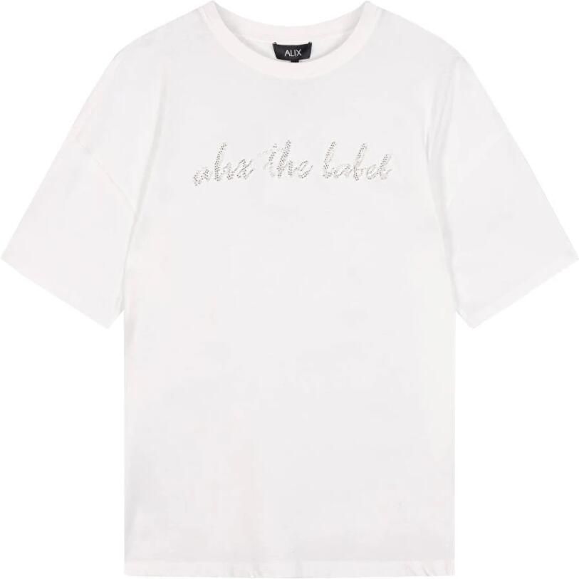 Alix The Label Geknoopte T-shirt met kralenwerk White Dames