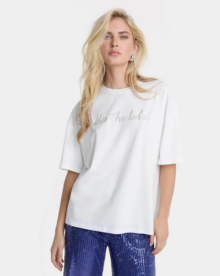 Alix The Label Geknoopte T-shirt met kralenwerk White Dames - Foto 3