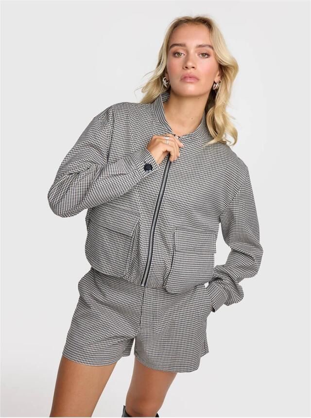 ALIX THE LABEL Dames Jassen Ladies Woven Cropped Boucle Jacket Beige - Foto 3