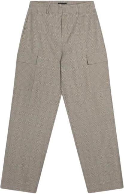 Alix the Label geruite high waist wide leg cargobroek bruin lichtbruin beige - Foto 3