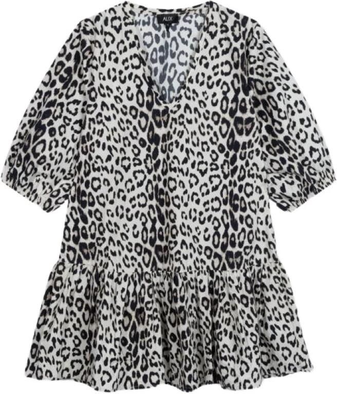 ALIX THE LABEL Dames Jurken Ladies Woven Leopard Crispy Babydoll Dress Leopard