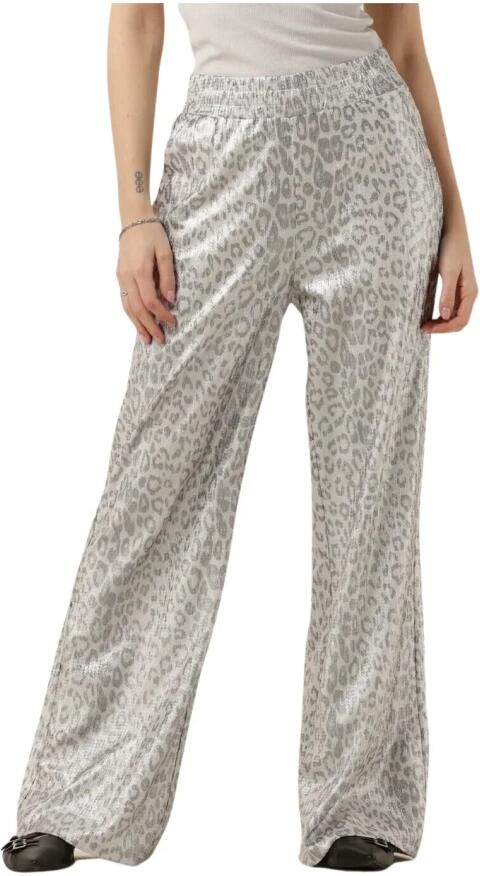 ALIX THE LABEL Dames Broeken Ladies Knitted Leopard Pants Zilver - Foto 3