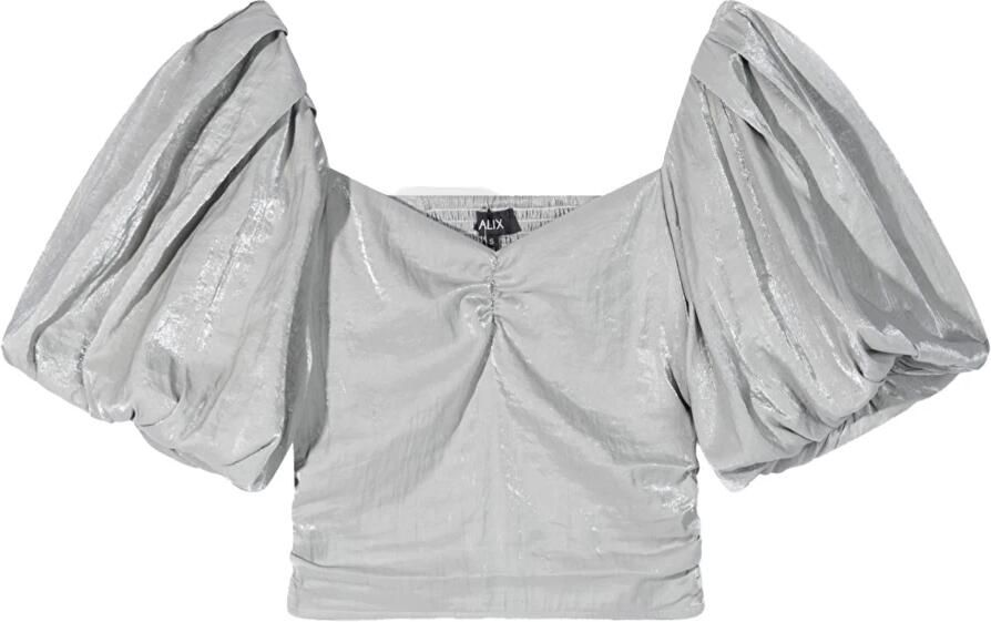 Alix the Label blouse met panterprint en pailletten beige bruin