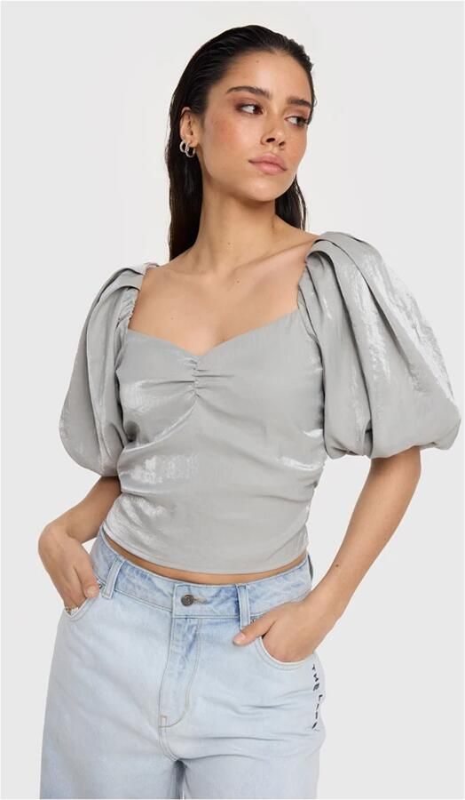 Alix the Label blouse met panterprint en pailletten beige bruin - Foto 4