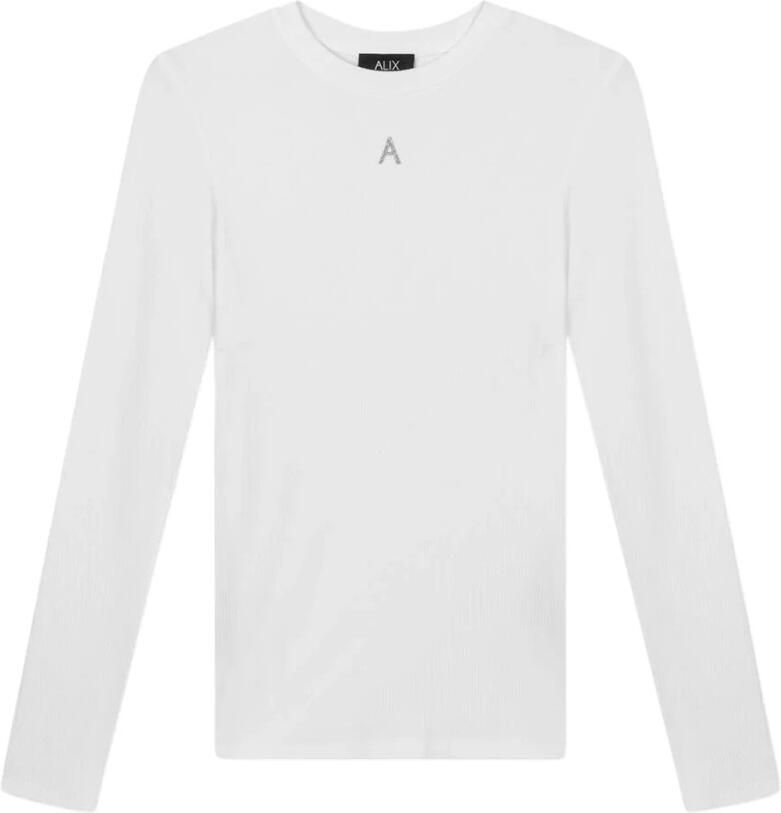 ALIX THE LABEL Dames Tops & T-shirts Ladies Knitted Modal Longsleeve Top Donkergrijs - Foto 3