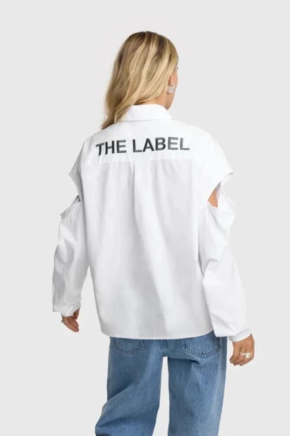 Alix The Label Poplin Blouse met Uitgesneden Schouders en Borduursels White Dames - Foto 3