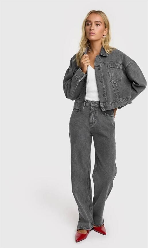 ALIX THE LABEL Dames Jeans Ladies Woven Relaxed Denim Pants Grijs - Foto 7