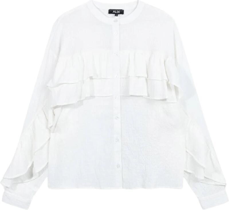 ALIX THE LABEL Dames Blouses Ladies Woven Structured Chiffon Ruffle Blouse Ecru - Foto 3