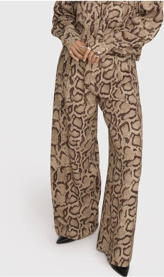ALIX THE LABEL Dames Broeken Ladies Woven Snake Twill Pants Zand - Foto 3