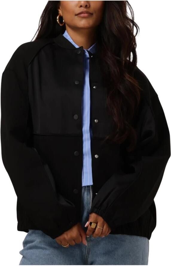 ALIX THE LABEL Dames Jassen Ladies Woven Varsity Bomber Zwart - Foto 3
