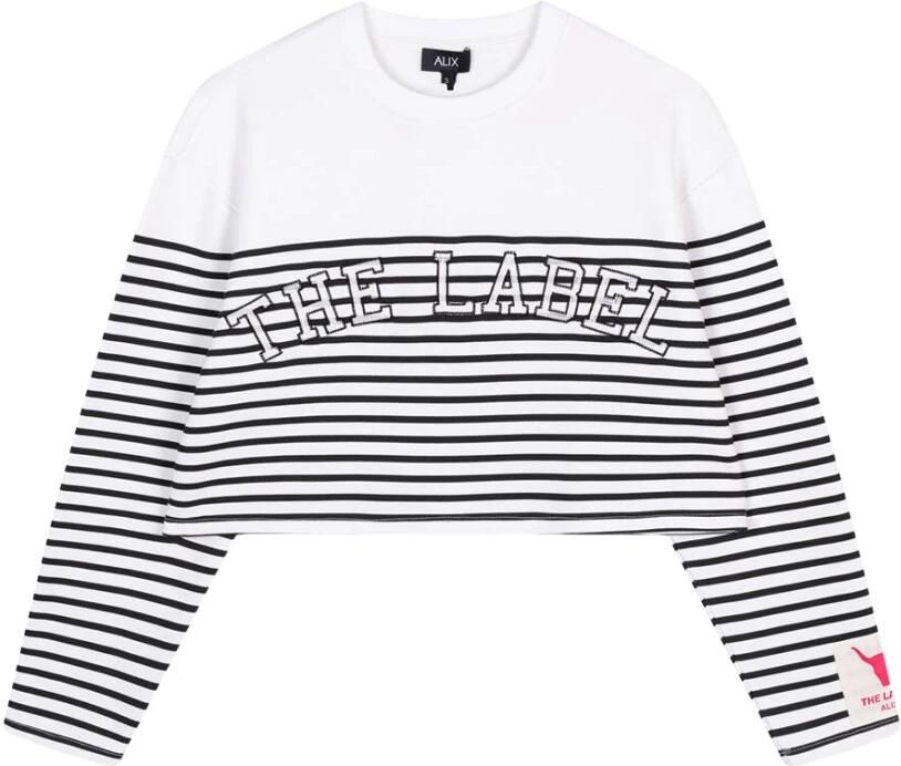 ALIX THE LABEL Dames Truien & Vesten Ladies Knitted Stripe Sweater Wit - Foto 3