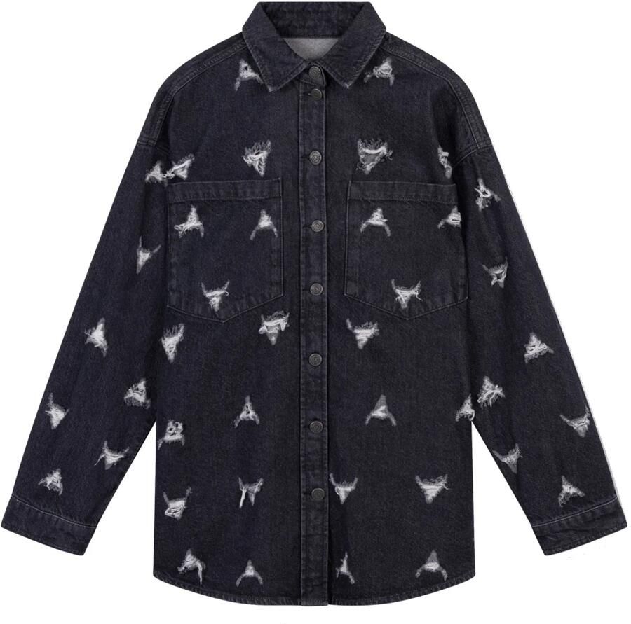 Alix The Label Vernietigde Denim Blouse Gray Dames
