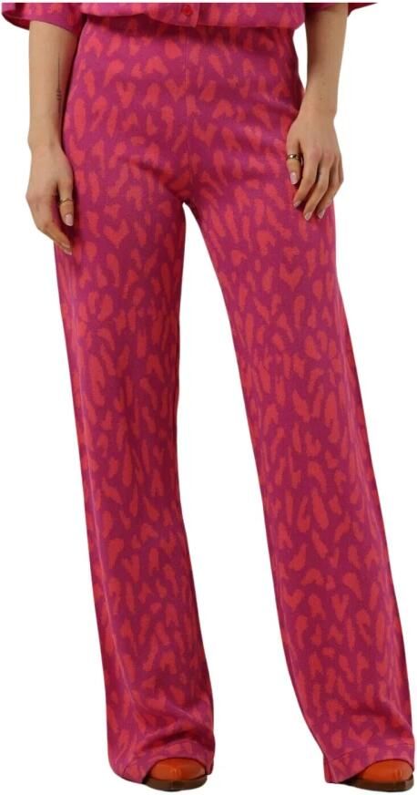 Alix the Label Fuchsia Wijde Broek Ladies Knitted Wide Leg Jacquard Pants - Foto 4