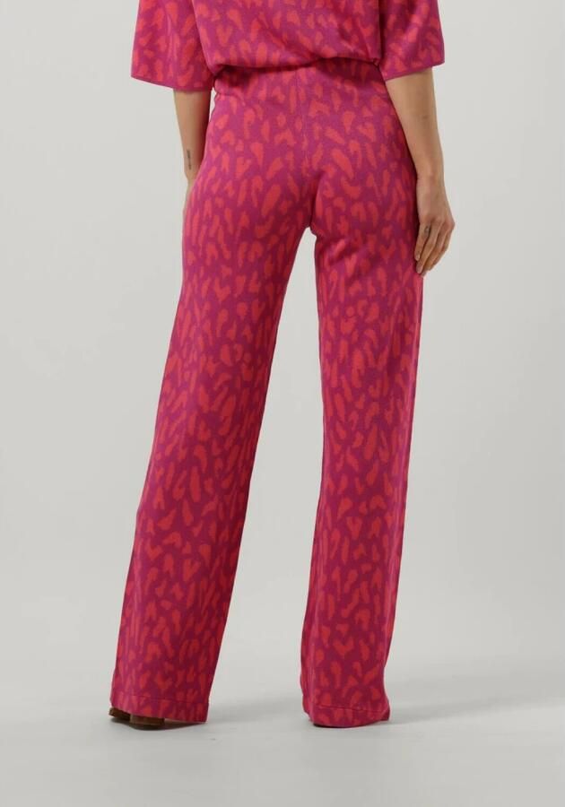 Alix the Label Fuchsia Wijde Broek Ladies Knitted Wide Leg Jacquard Pants - Foto 3