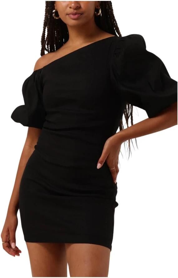 ALIX THE LABEL Dames Jurken Ladies Woven Balloon Sleeve Linen Dress Zwart - Foto 3