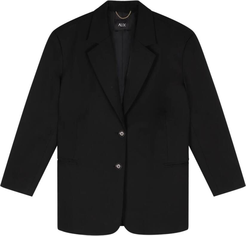 Alix The Label Oversized Blazer Klassieke Revers Kraag Hoogwaardige Stof Black Dames