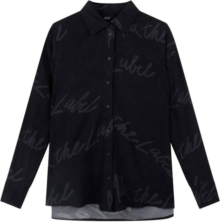 Alix The Label Geschilderde alix oversized blouse zwart 2308923372-999 Black Dames