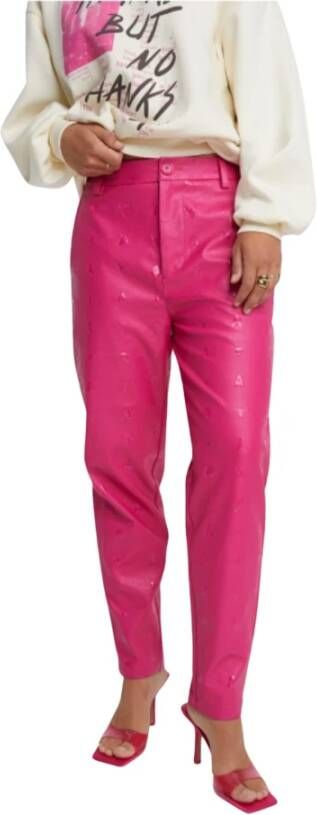Alix The Label Geperste imitatieleer broek met stierontwerp Roze Dames