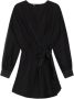 ALIX THE LABEL Dames Jurken Ladies Woven Linen Look Wrap Dress Zwart - Thumbnail 2