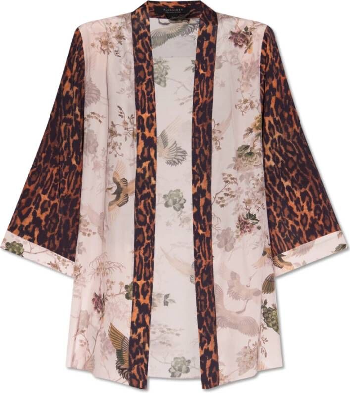 AllSaints Floraal dierenprint kimono Pink Dames