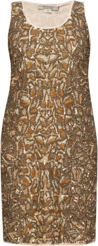 AllSaints Brellie Mouwloze Pailletten Mini-jurk Orange Dames
