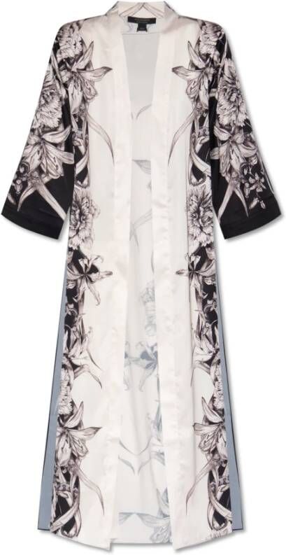 AllSaints Carine Bloemenprint Satijnen Kimono Black Dames