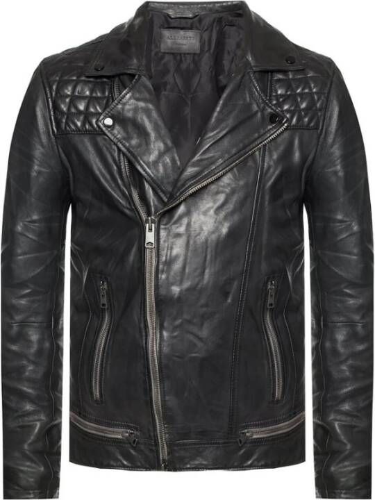 AllSaints Conroy Leather Biker Jacket Blauw Heren