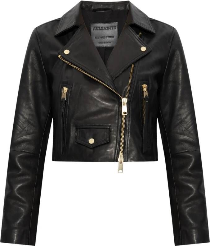 AllSaints Elora leren jas Zwart Dames