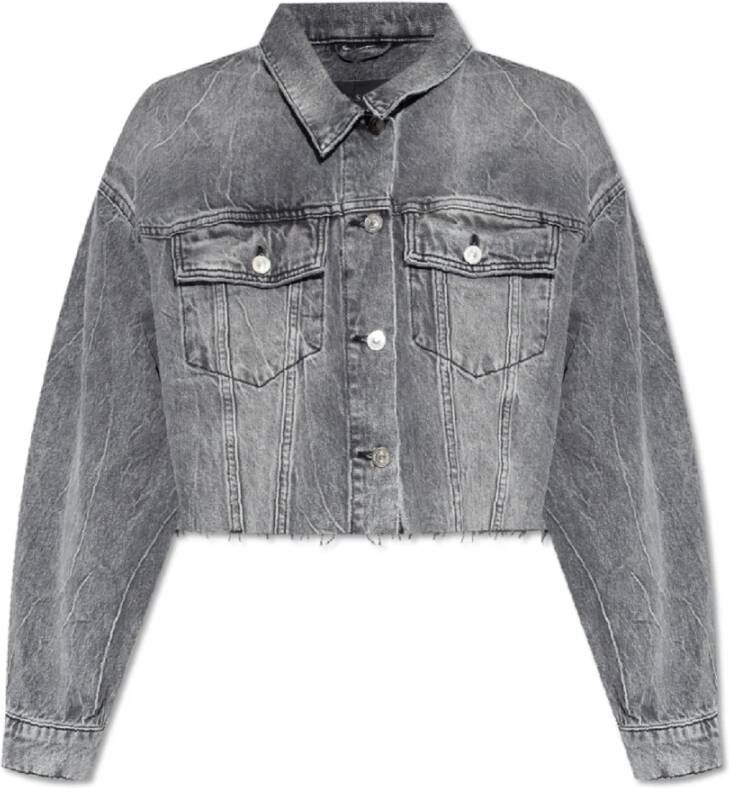 AllSaints Piper cropped denimjack Grijs Dames