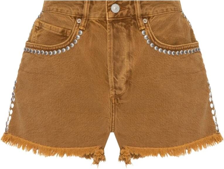 AllSaints Hoge taille bruine denim shorts Brown Dames