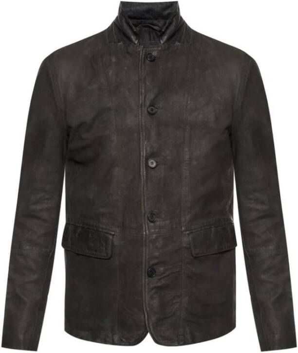 AllSaints Survey Leather Blazer Grijs Heren