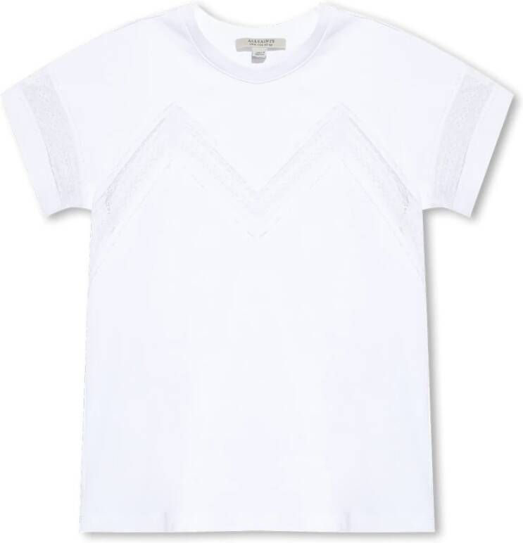 AllSaints T-shirt met kanten afwerking White Dames