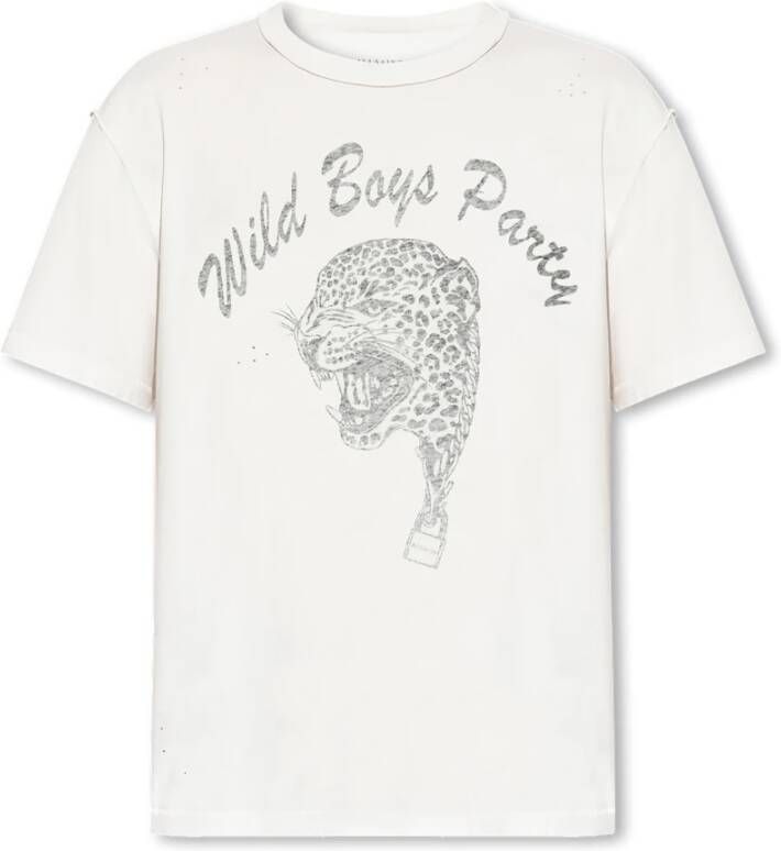 AllSaints Wild Boys Omgekeerde Print T-Shirt Beige Heren